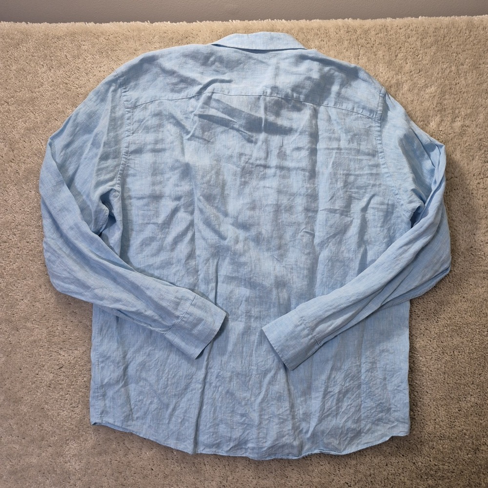 Untuckit Linen Shirt Button Up Mens XL Blue Grachetto Coastal Beachy Wedding - Picture 7 of 7